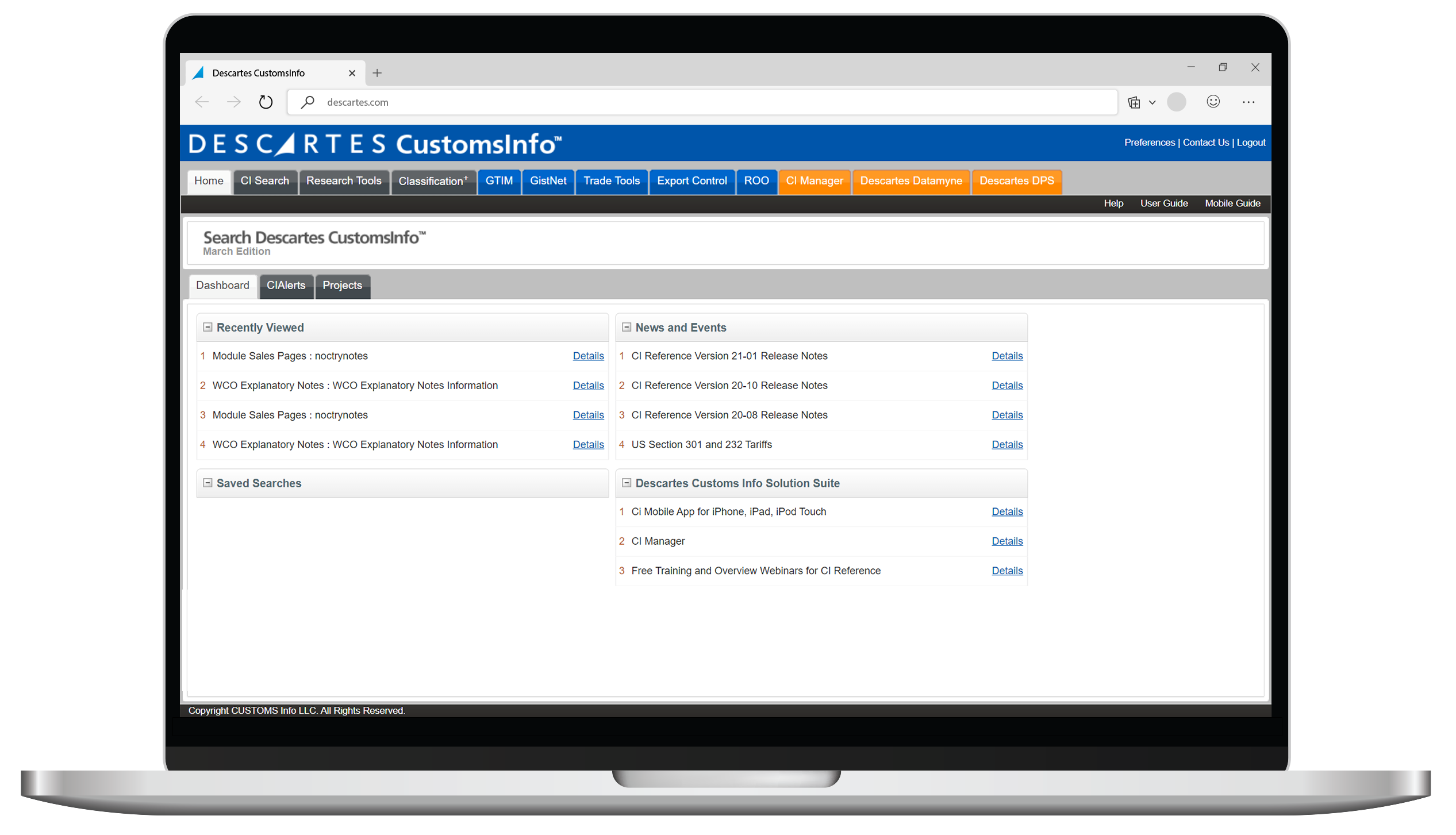 CustomsInfo dashboard